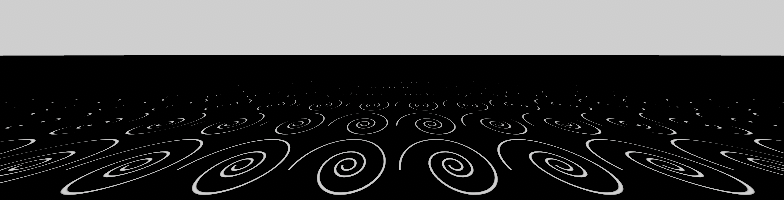 A signed distance field texture that aliases. Notice how the pattern dissolves in the distance.