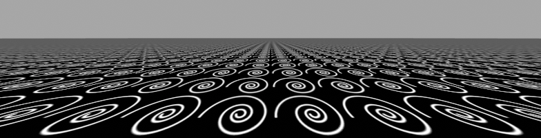 A signed distance field texture that doesn&rsquo;t alias, using the technique we will develop. Notice how the pattern remains visible in the distance.
