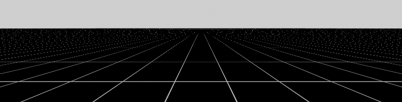 A grid texture without Mipmaps. Notice how the lines of the grid get incomplete at a distance.